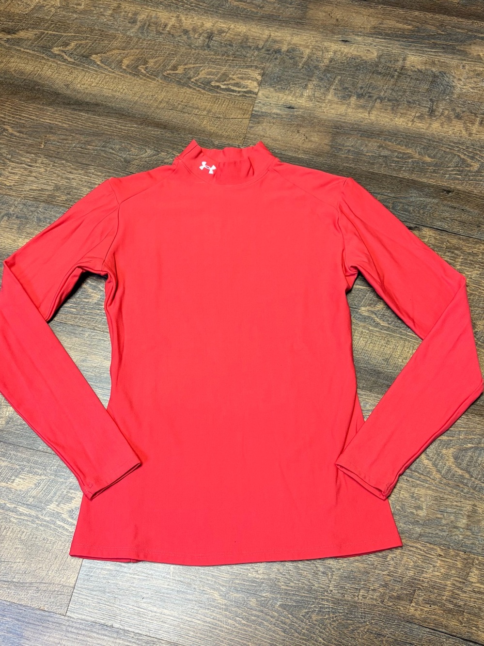 Under Armour ColdGear Base Layer Womens Medium Red Orange Mock Neck Fitted